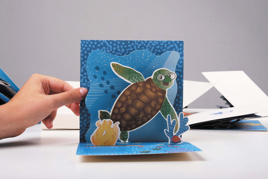 ocean life proyecto diseño grafico museo identidad visual pop up cards marina portfolio tortuga